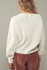 Flower Detail Textured Sweater (2 Color Ways)