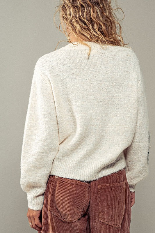 Flower Detail Textured Sweater (2 Color Ways)