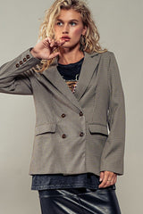 Plaid Double-Breasted Paneled Blazer