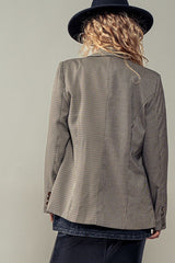 Plaid Double-Breasted Paneled Blazer