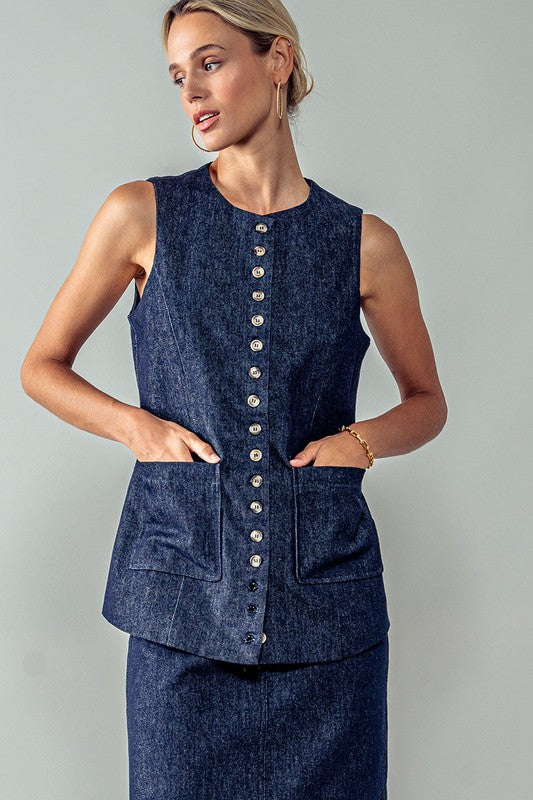 Buttoned to the Max Denim Vest