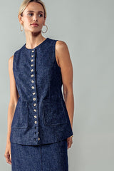 Buttoned to the Max Denim Vest