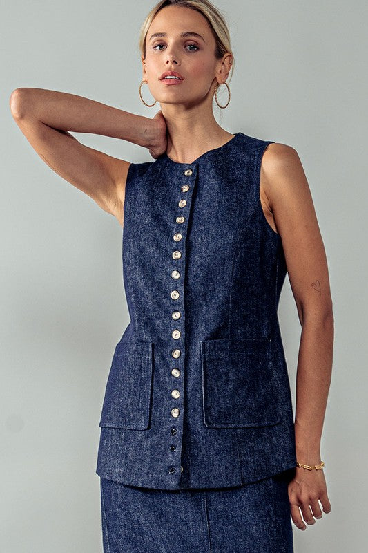 Buttoned to the Max Denim Vest