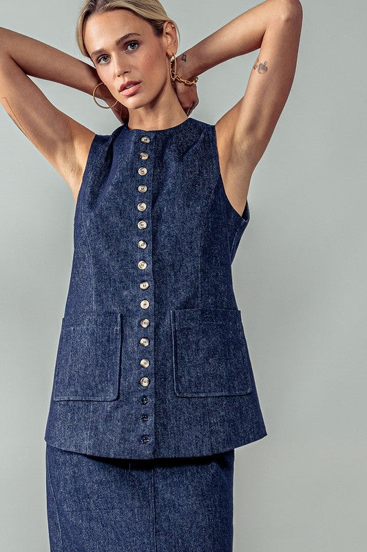 Buttoned to the Max Denim Vest