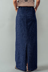 Denim Back Slit Maxi Skirt