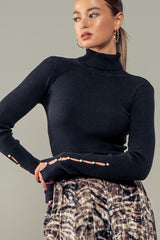 Ribbed Knit Turtleneck Long Sleeve Top (3 Color Ways)