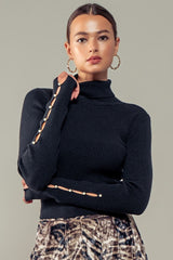 Ribbed Knit Turtleneck Long Sleeve Top (3 Color Ways)