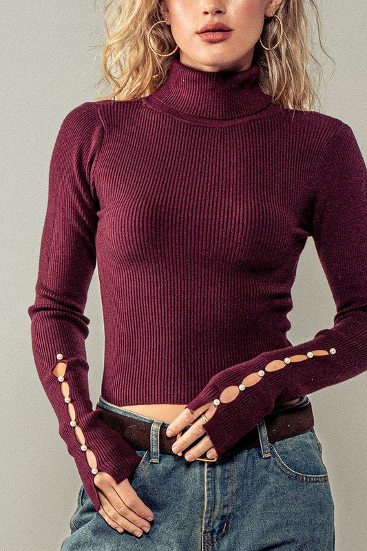 Ribbed Knit Turtleneck Long Sleeve Top (3 Color Ways)