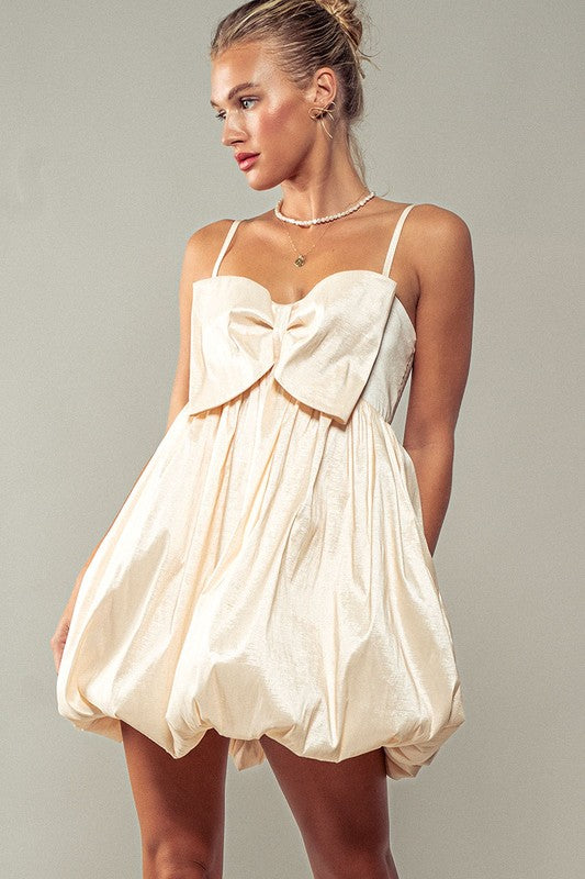 Bow Tie Balloon Mini Dress