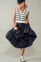 Cream & Black Knit Striped Vest