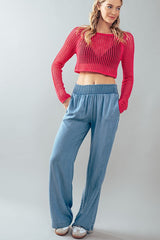 Smocked Waistband Pants (Blue. Grey)