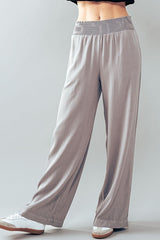 Smocked Waistband Pants (Blue. Grey)