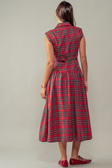 Plaid Belted A-Line Dress