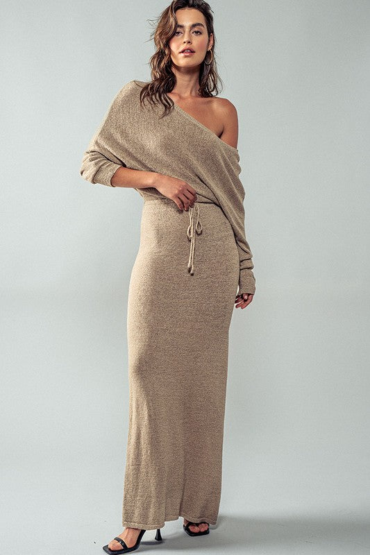 One Off Shoulder Maxi Rib Dress