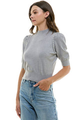 Short Puff Sleeve Sweater Top