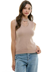 Pearl Mock Neck Sweater Tank (2 Color Ways)