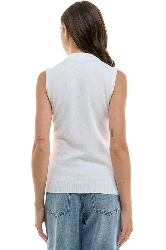 Pearl Mock Neck Sweater Tank (2 Color Ways)