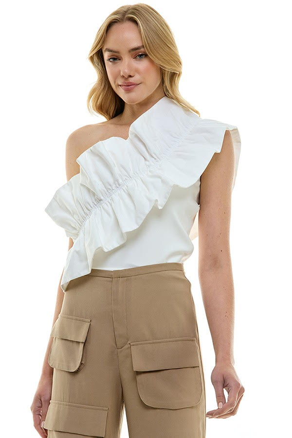 Ruffle One Shoulder Top