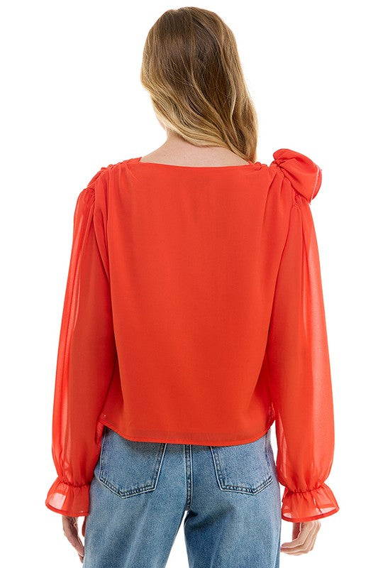 Long Sleeve Flower Blouse