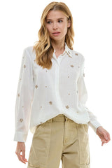 Stud Button-Up Top (2 Color Ways)