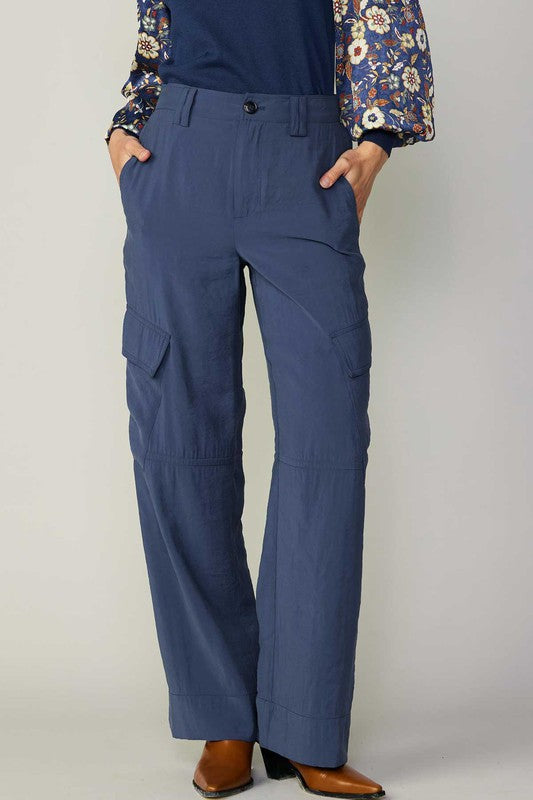 Wide Back Elastic Cargo Pants