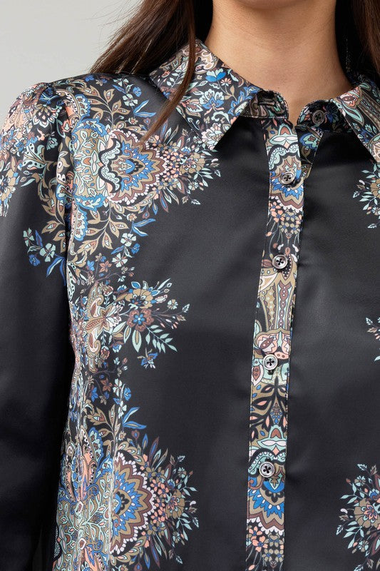 Paisley Print Button Down Shirt