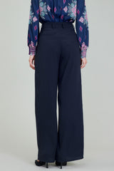 Slate Navy Long Wide-Leg Trouser