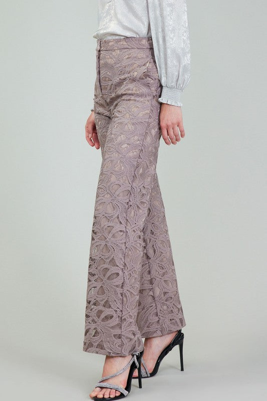 Lined Lace Straight Pants