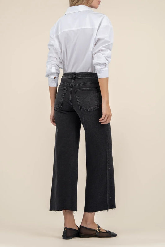 Sparkle-Embellished Wide-Leg Jeans