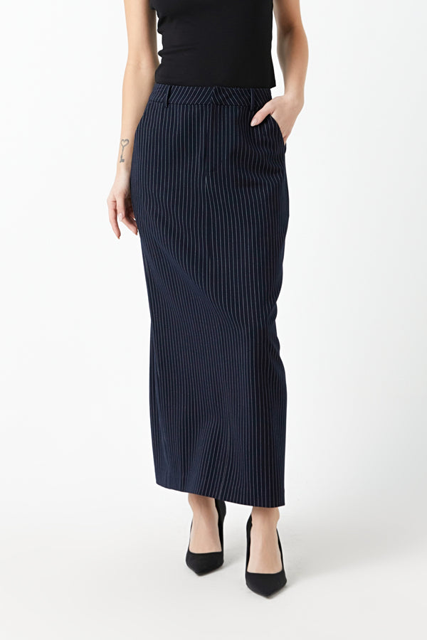 Mid Waisted Striped Maxi Skirt