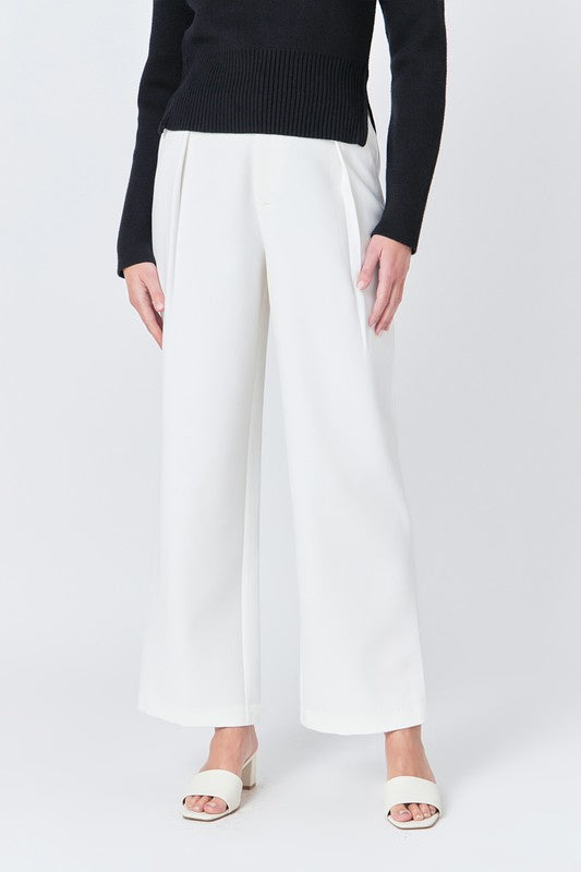 Ivory Wide Leg High Waisted Trouser