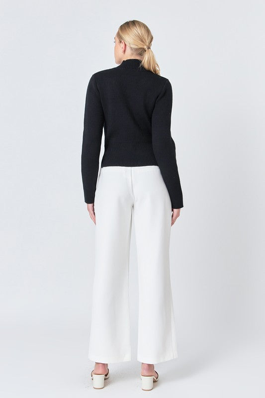 Ivory Wide Leg High Waisted Trouser