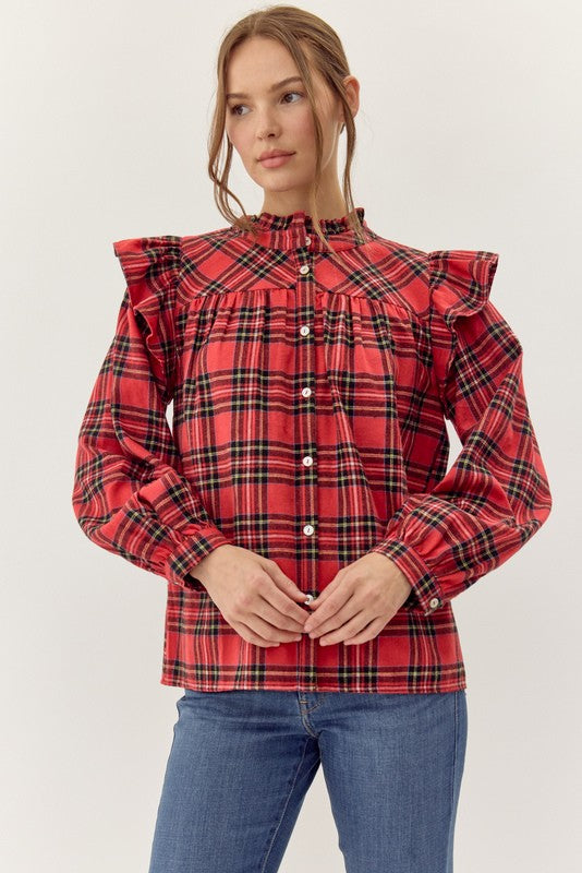 Plaid Check Print Top (Up to XL)