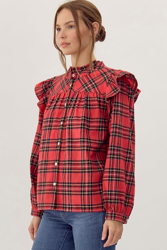 Plaid Check Print Top (Up to XL)