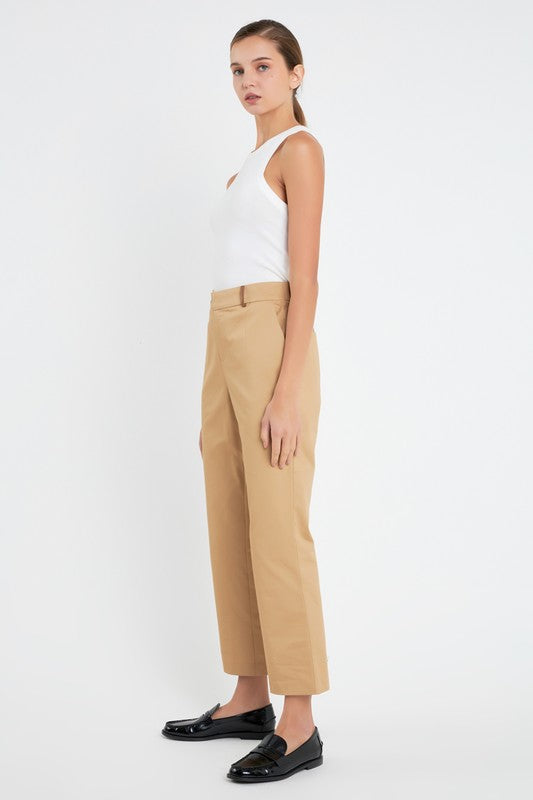 Twill Cropped Flare Hem Pants