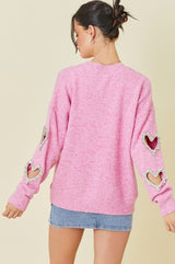 Heart Cut Out Sleeve Knit Sweater