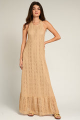 Crochet Halter Neck Maxi Dress