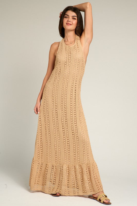 Crochet Halter Neck Maxi Dress