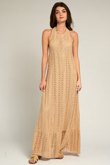 Crochet Halter Neck Maxi Dress