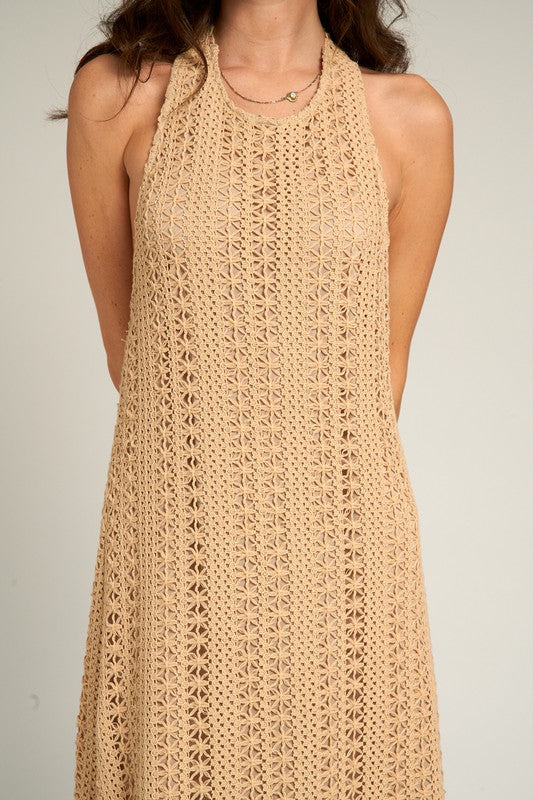 Crochet Halter Neck Maxi Dress