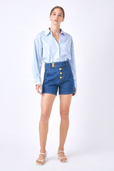 Buttoned Denim Shorts