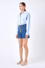 Buttoned Denim Shorts