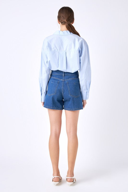 Buttoned Denim Shorts