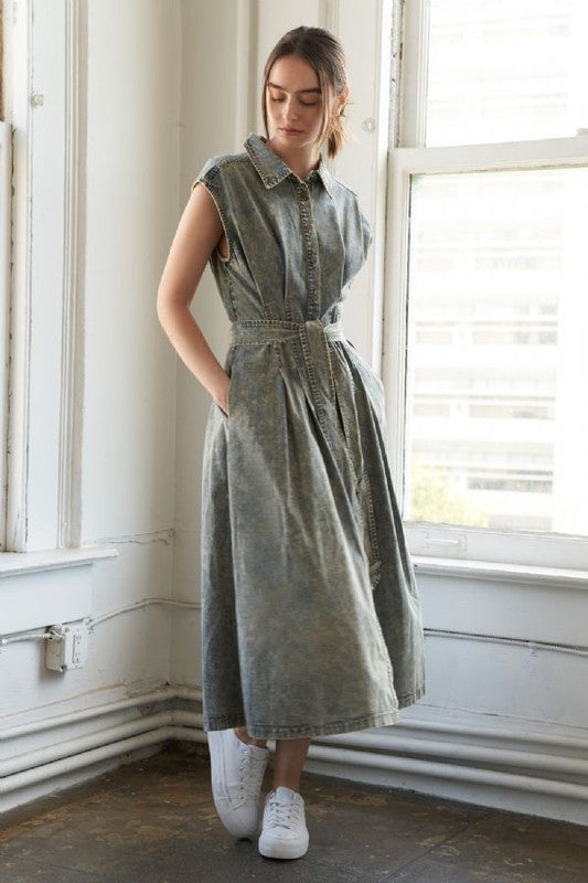 Overdyed Denim Midi Dress