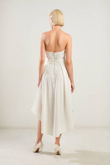 Strapless Textured Midi Dress