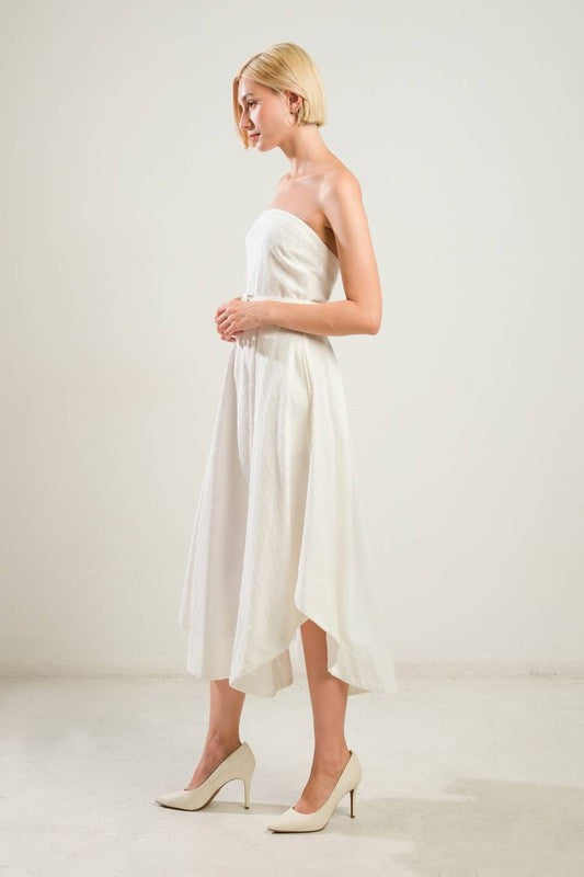 Strapless Textured Midi Dress