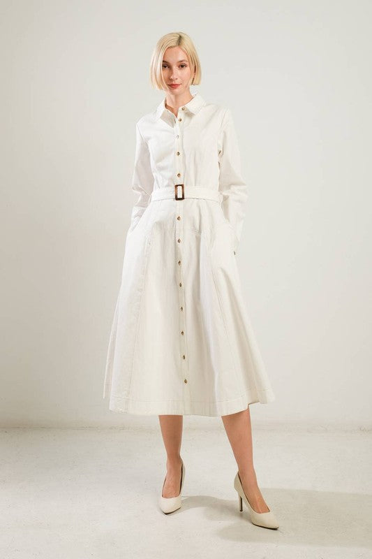 Shirt Collar Woven Dress