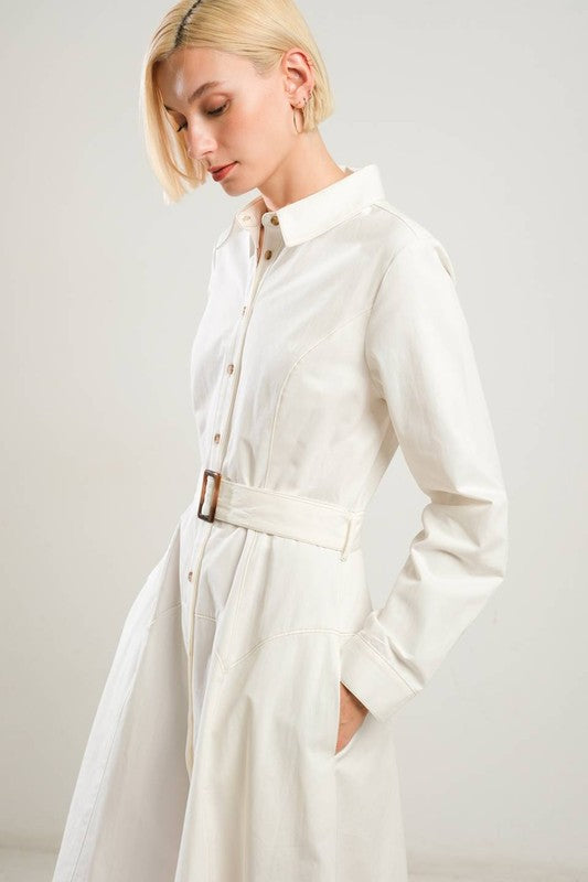 Shirt Collar Woven Dress