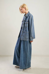 Washed Denim Midi Jacket