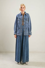 Washed Denim Midi Jacket